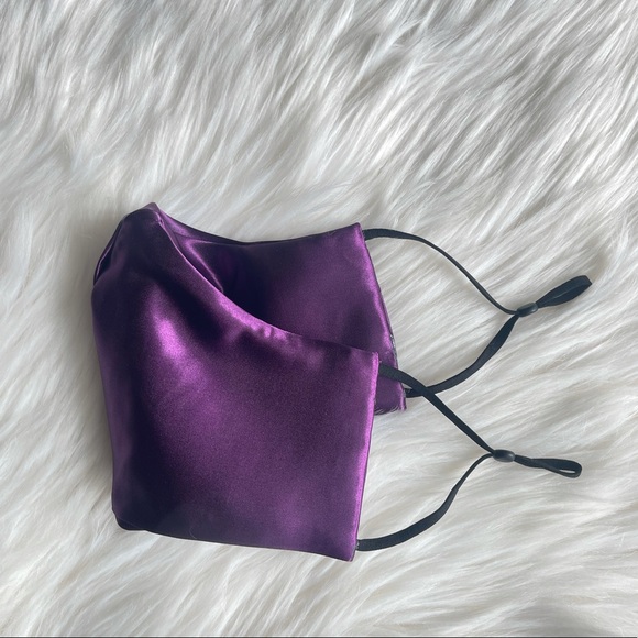 Plum Double Satin Mask with Adjustable Straps, Formal Masks, Date Night, Party - Picture 1 of 3